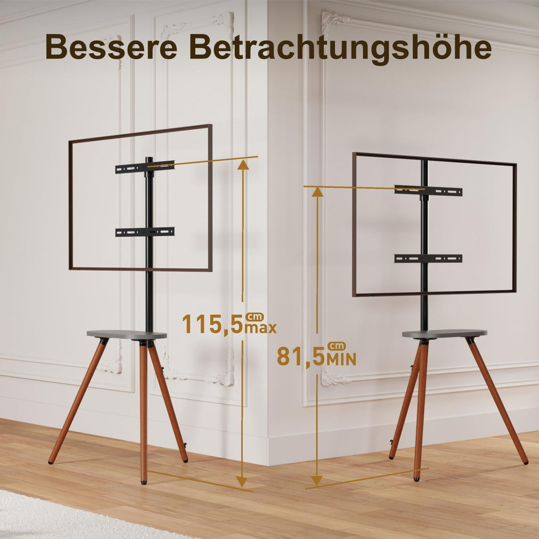 TV Staffelei Ständer Metall/Holz 43–65 Zoll schwenkbar höhenverstellbar - Bild 3