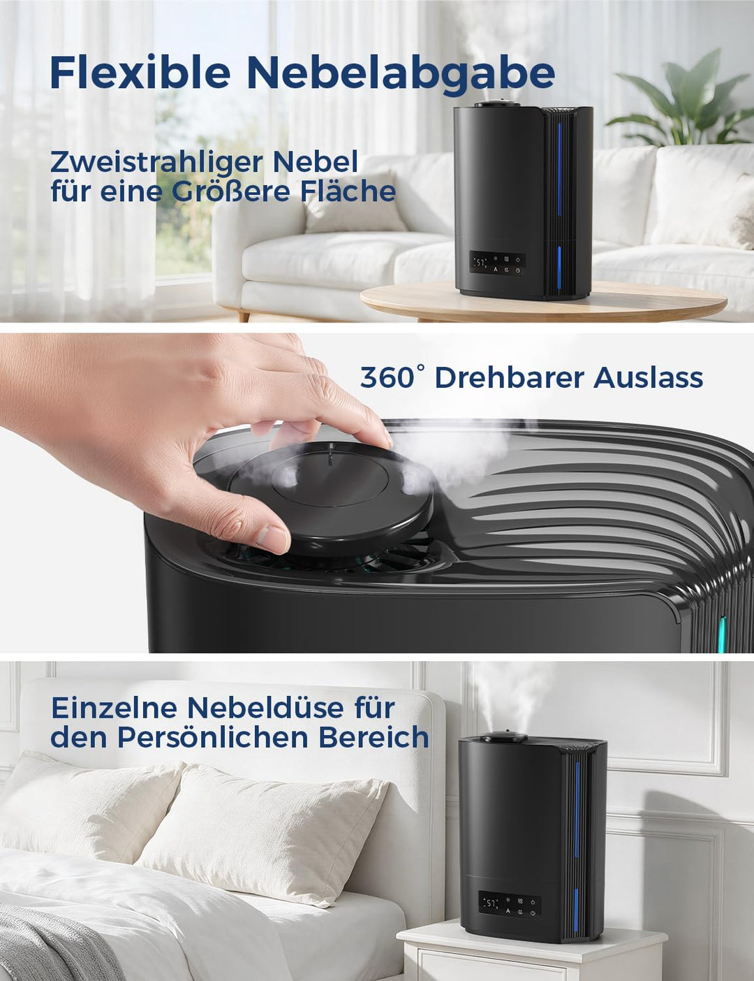 Luftbefeuchter Ultraschall 6L mit Aroma-Diffuser 3-in-1 leise 25dB - Bild 8