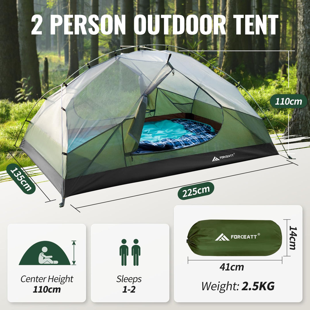 Campingzelt 2 Personen Ultraleicht 3-4 Jahreszeiten Trekking - Bild 3