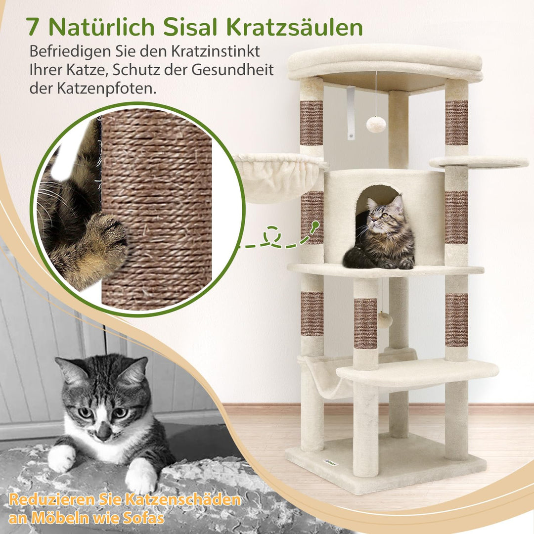 Eck-Kratzbaum mit Hängematte, Höhle und Plattform für 2–4 Katzen - Bild 7