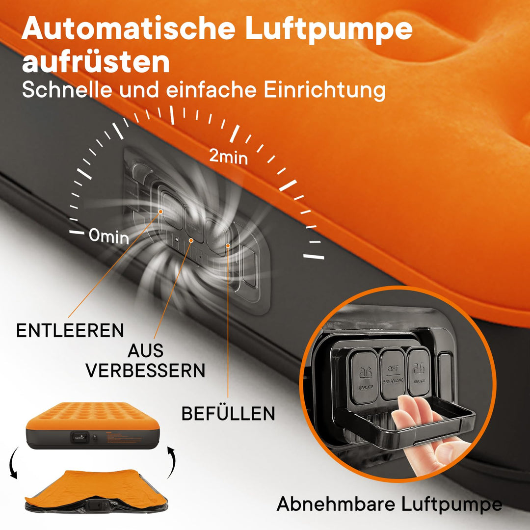Luftmatratze Doppel 203x152x22 cm mit USB-Pumpe 250 kg Tragkraft - Bild 4