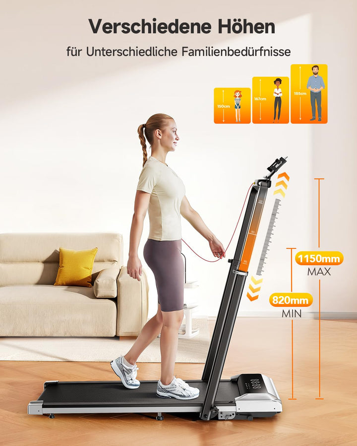 Laufband klappbar 12% Steigung 12km/h mit App 2.5HP Motor - Bild 3