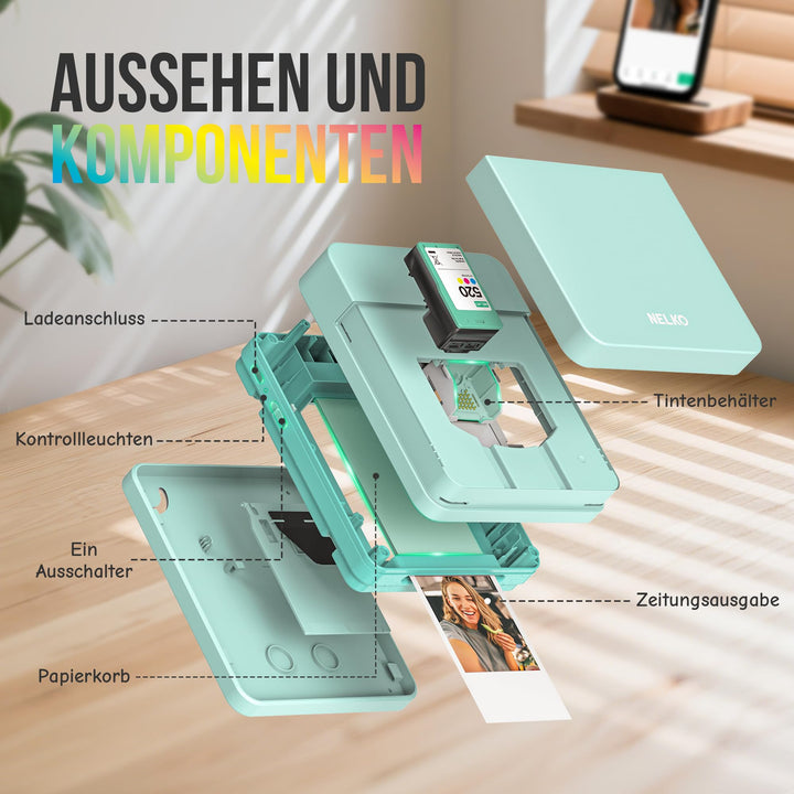 Fotodrucker kompakt tragbar für Smartphones – Grün - Bild 3