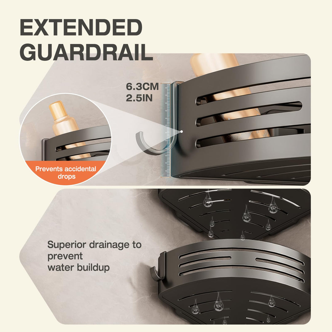 Duschablage Ecke ohne Bohren Aluminium 2er Set mit Handtuchhalter - Bild 9