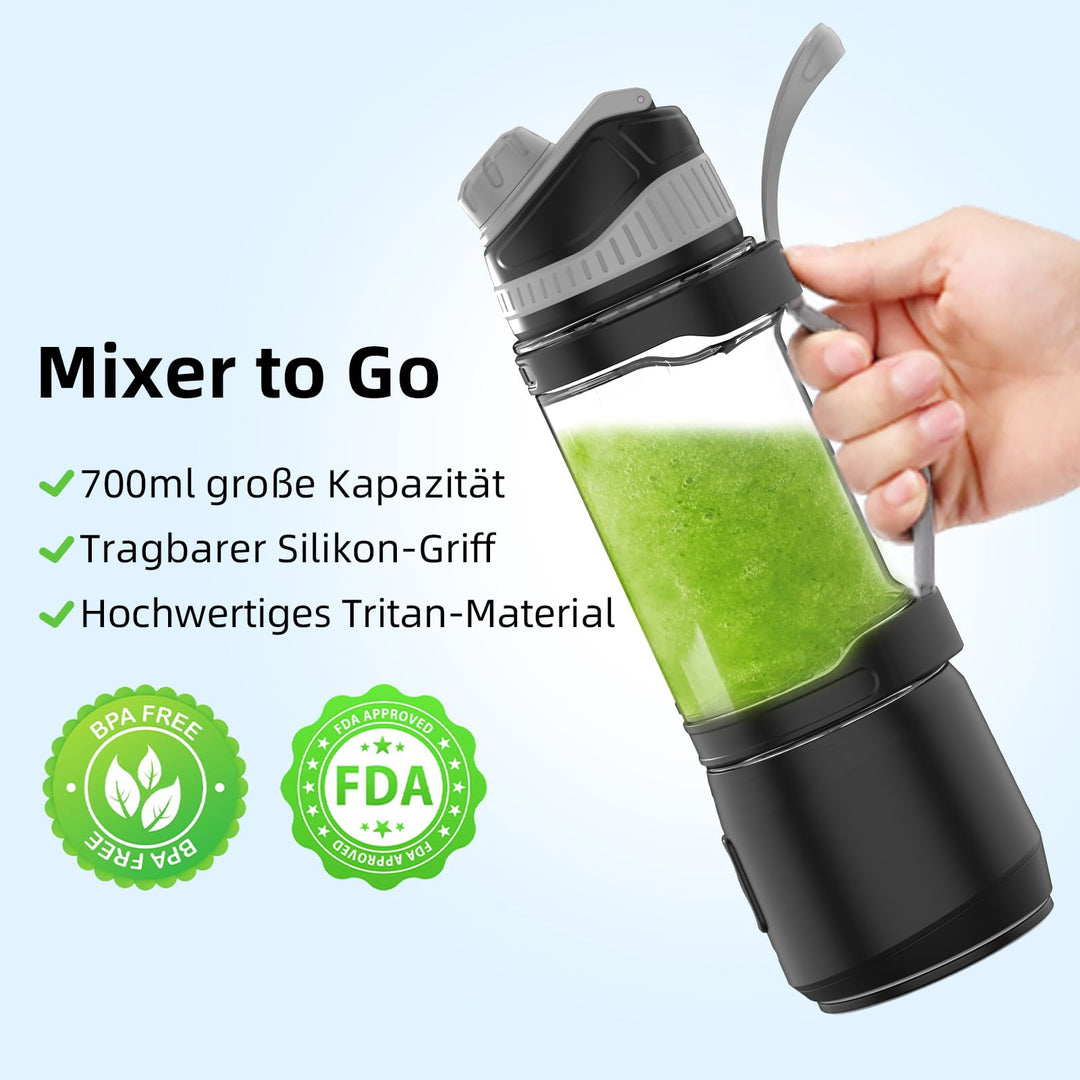 Tragbarer Mixer 700ml mit 6 Edelstahlklingen USB-C wiederaufladbar - Bild 6