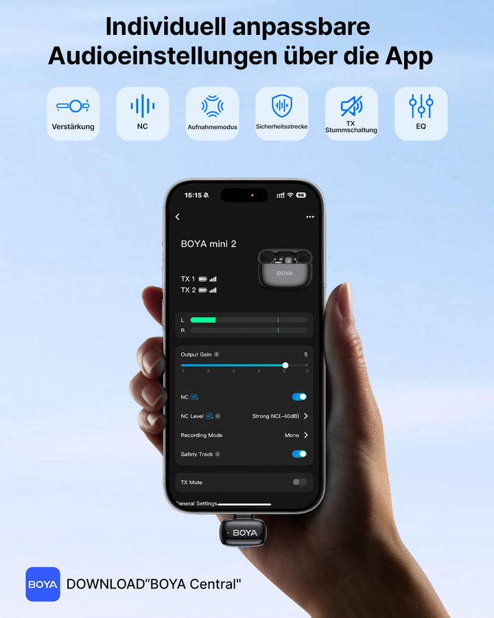 Kabelloses Lavalier Mikrofon USB-C &amp; Lightning 48kHz/24Bit für Smartphone - Bild 7
