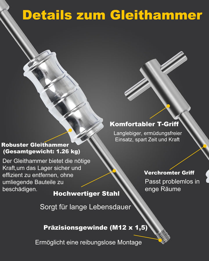 Innen-Lagerabzieher Set 12-tlg. mit Gleithammer Sackloch 8–32mm - Bild 6