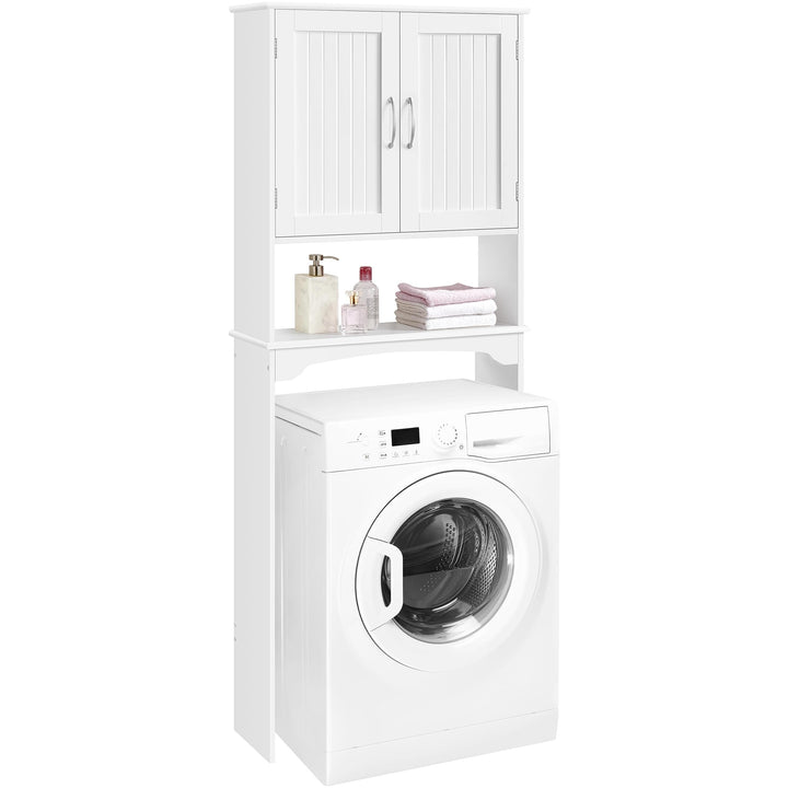 Überbauschrank Waschmaschine WC 180 cm Hochschrank MDF Weiss