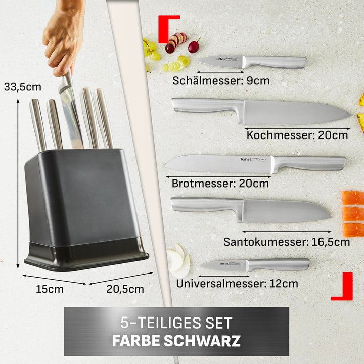 Messerblock mit Selbstschärfung 5-teilig Edelstahl schwarz - Bild 10