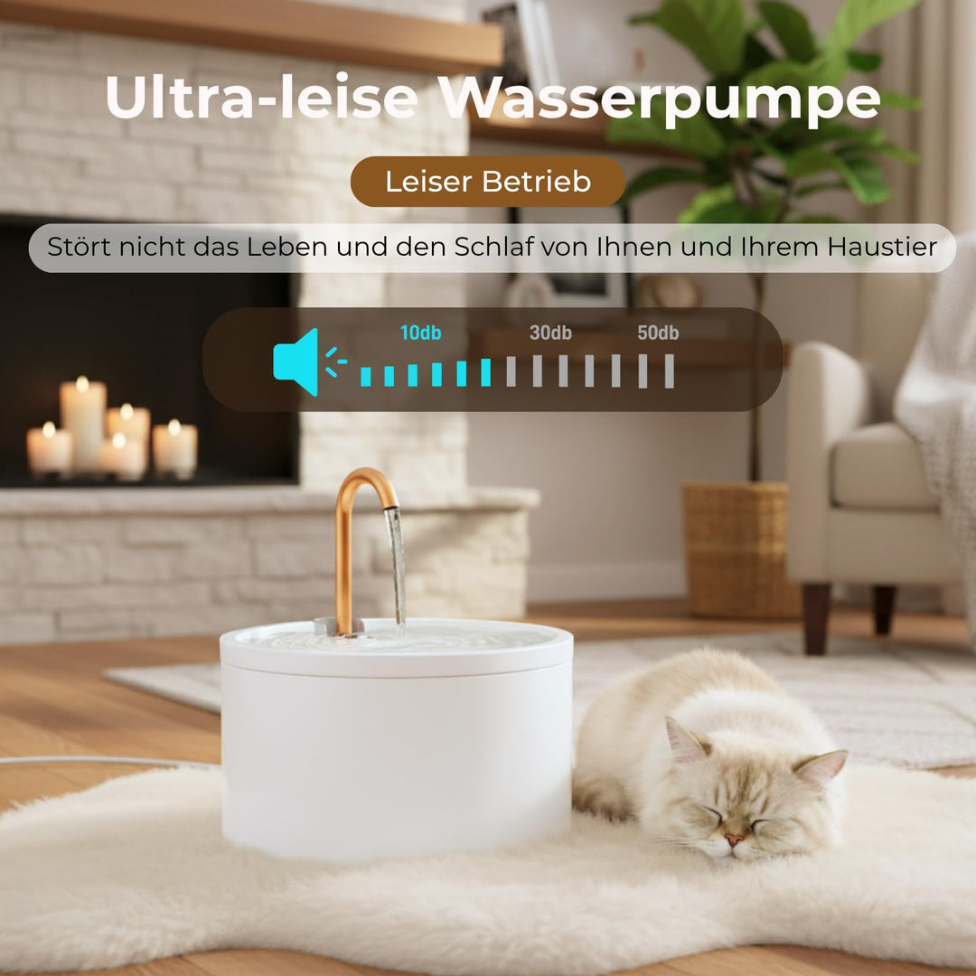 Katzenbrunnen Keramik 2,1 L mit Doppelfilter, leise, Weiss - Bild 3