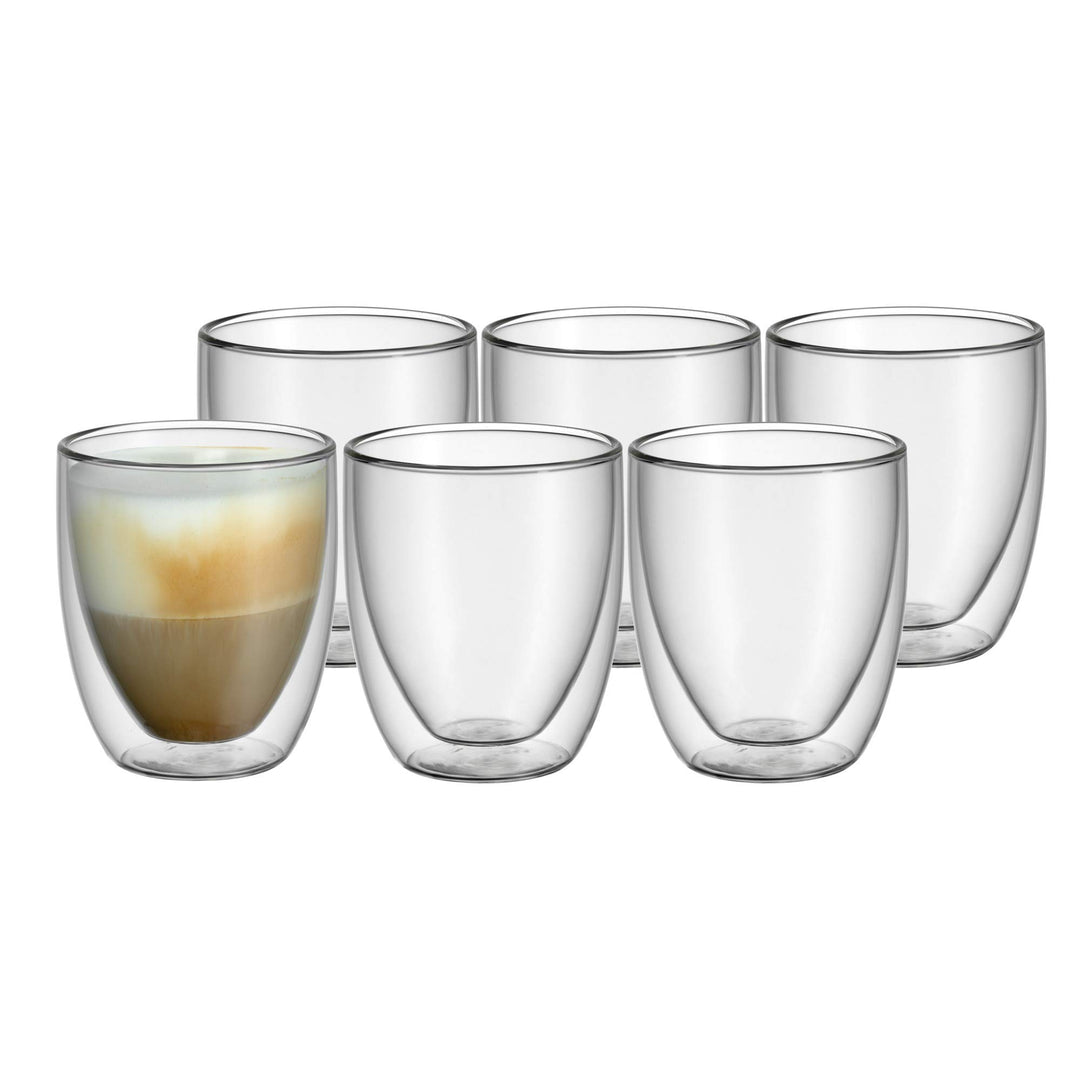 Doppelwandige Cappuccino Gläser 250ml Borosilikatglas 6er Set