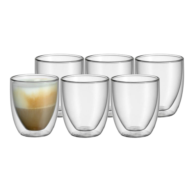 Doppelwandige Cappuccino Gläser 250ml Borosilikatglas 6er Set