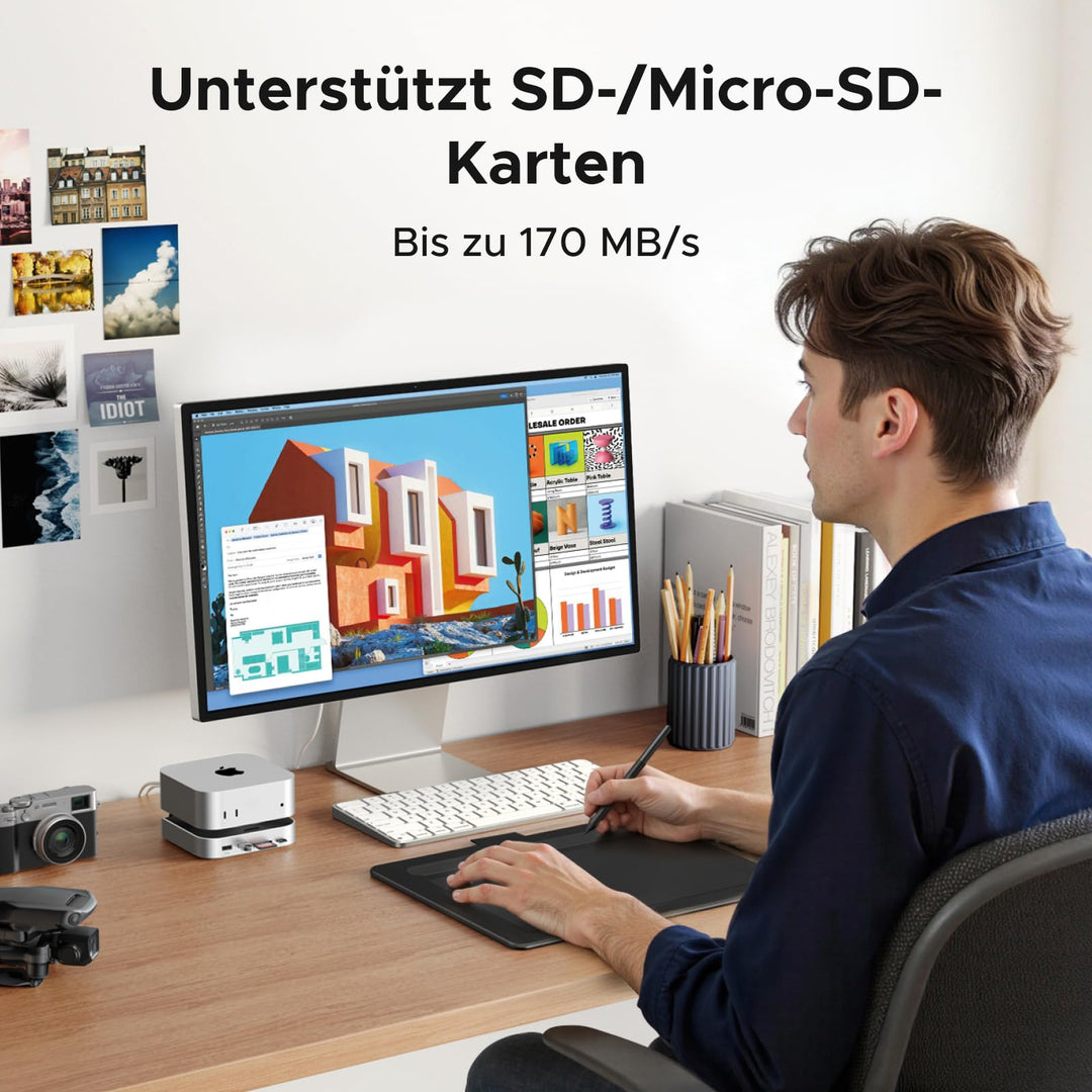 Mac mini Docking Station M.2 NVMe Slot 7 Ports SD-Kartenleser Silber - Bild 6