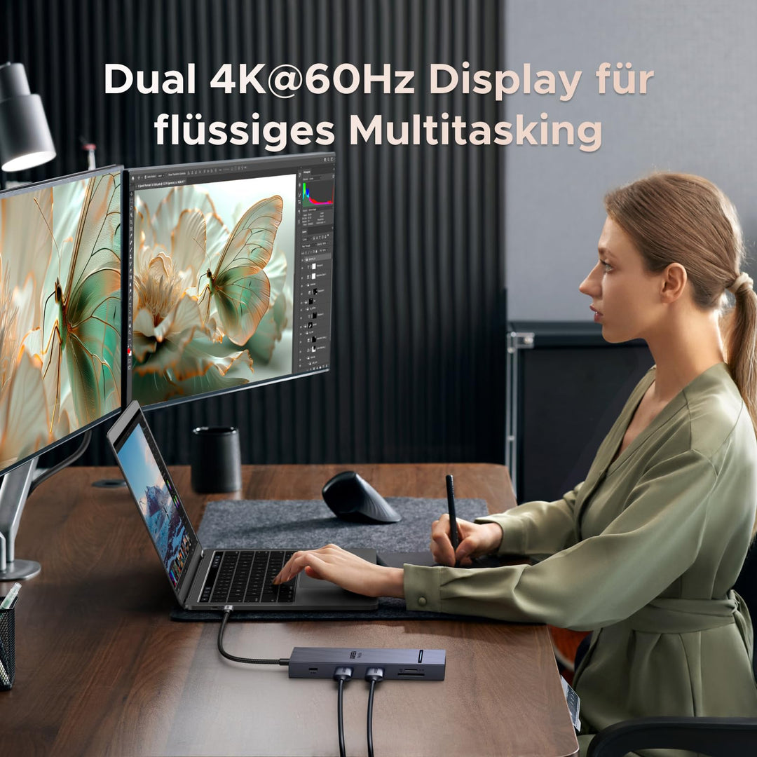 USB-C Docking Station Dual HDMI 4K@60Hz 10Gbps 100W PD - Bild 3