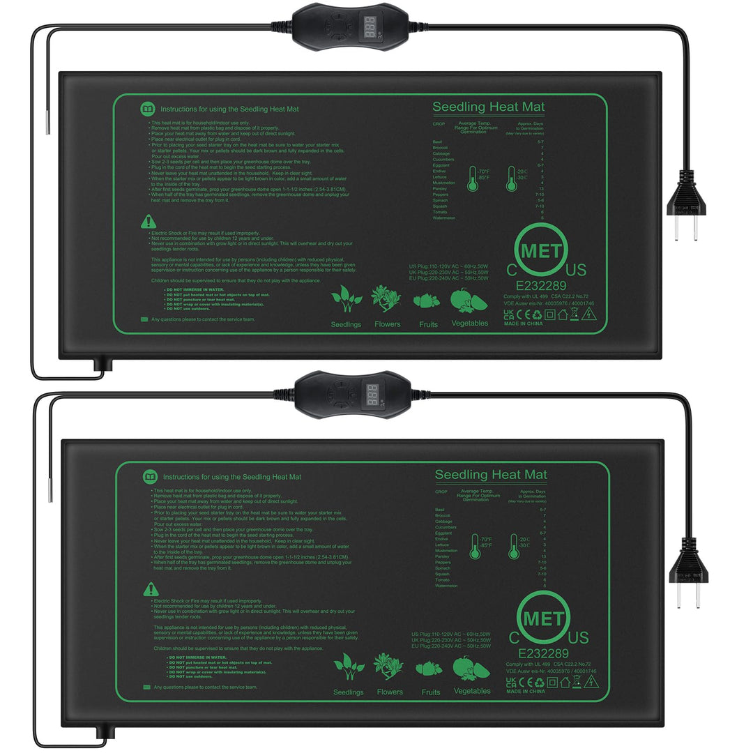 Heizmatte Pflanzen 50W mit Thermostat 25x52cm 2er Pack IP67