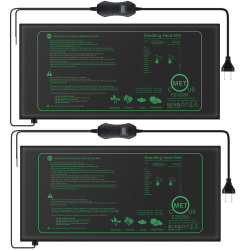 Heizmatte Pflanzen 50W mit Thermostat 25x52cm 2er Pack IP67