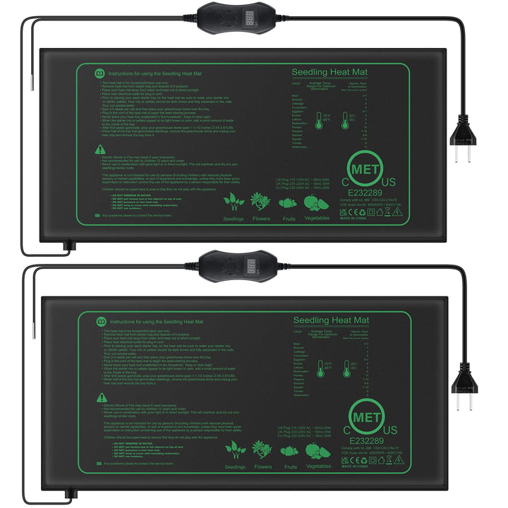 Heizmatte Pflanzen 50W mit Thermostat 25x52cm 2er Pack IP67