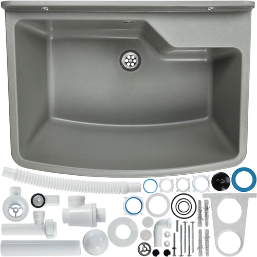 Ausgussbecken Kunststoff 61x44x23,5 cm mit Siphon für Keller & Garage