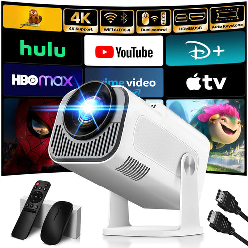 Mini Beamer 4K 1080P WiFi 6 Bluetooth 5.2 mit Auto-Keystone