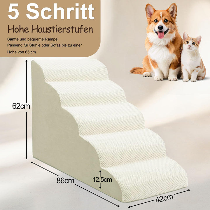 Hundetreppe 5 Stufen Schaumstoff 62 cm für Bett und Sofa - Bild 2