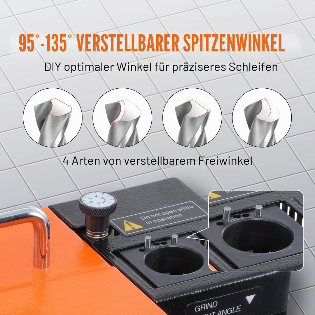 Bohrerschärfmaschine 120W 3–13mm Spitzenwinkel 95–135° mit 2 Schleifscheiben - Bild 3
