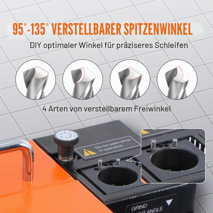 Bohrerschärfmaschine 120W 3–13mm Spitzenwinkel 95–135° mit 2 Schleifscheiben - Bild 3
