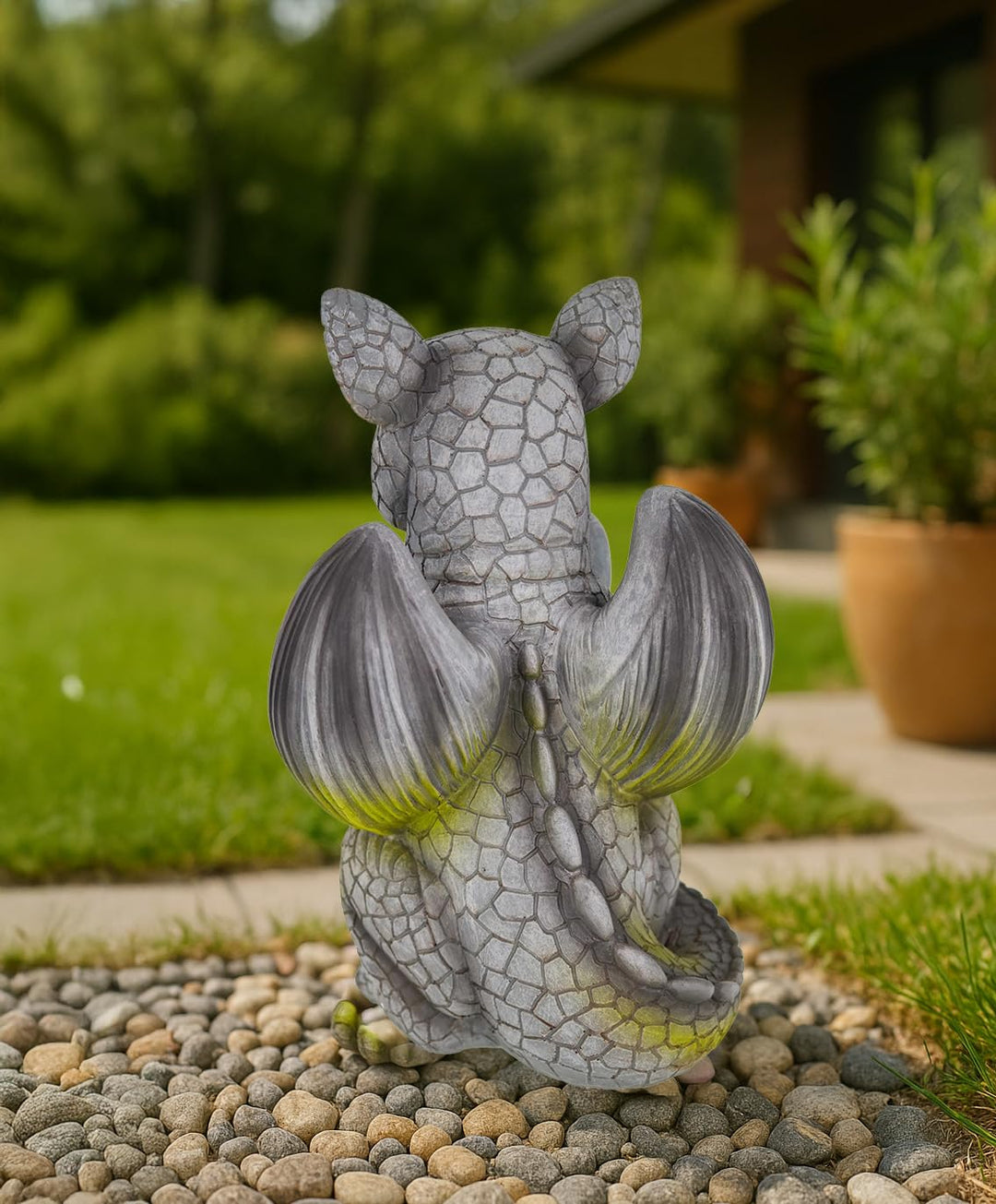 Drachenfigur Garten Polyresin Steineffekt frostbeständig 25 cm - Bild 5