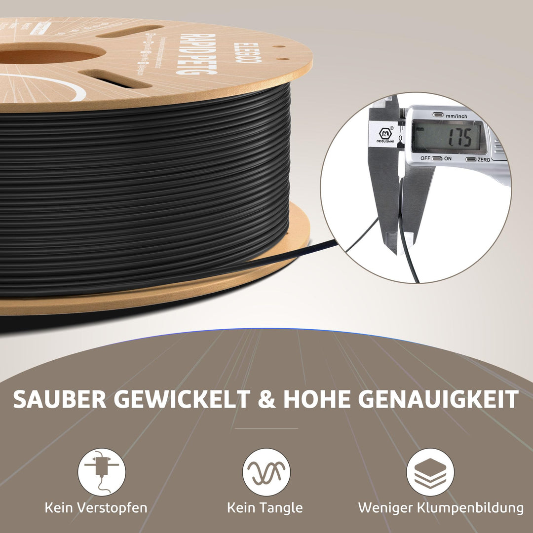 PETG Filament 1.75mm Schwarz 4x1kg Hochgeschwindigkeitsdruck bis 600mm/s - Bild 5