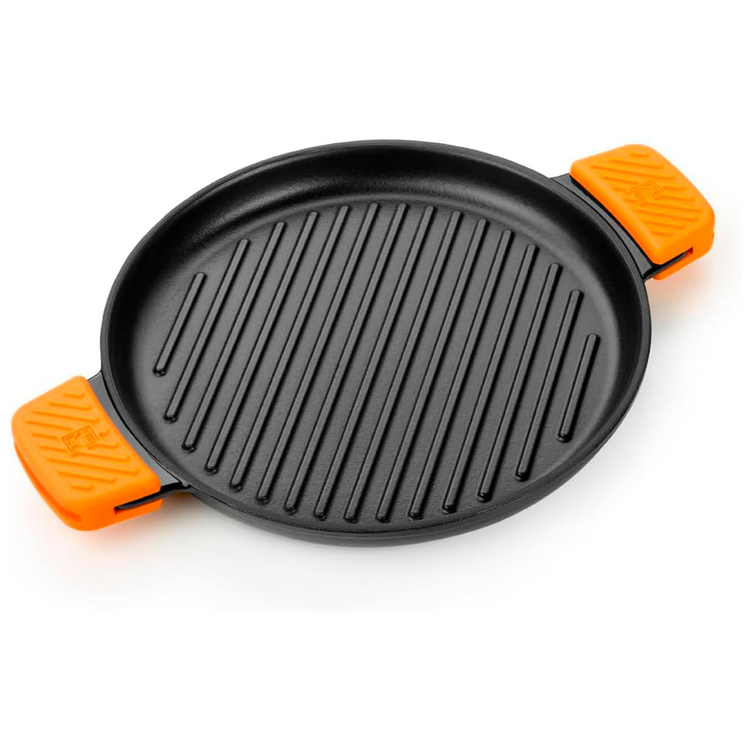 Grillpfanne rund 32 cm Gusseisen mit Streifenrillen für Induktion