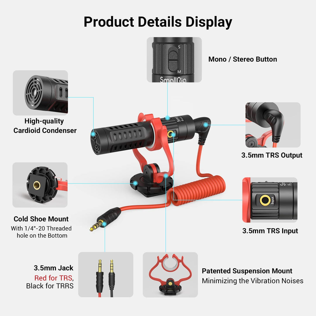Videomikrofon Dual-Input Stereo mit Lavalier 3,5mm für Kamera - Bild 7