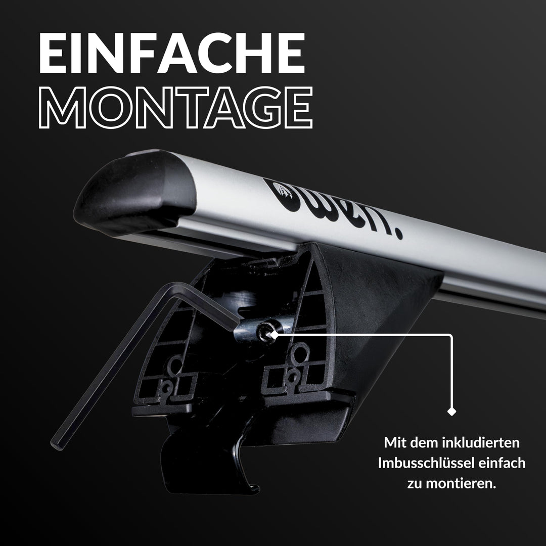 Auto Dachträger geschlossene Reling 120cm Aluminium bis 90kg Silber - Bild 7