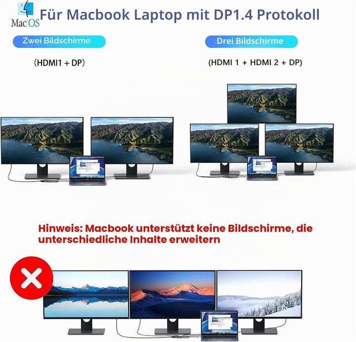 Dockingstation USB-C 8-in-1 Dual HDMI 4K fuer Laptop - Bild 4