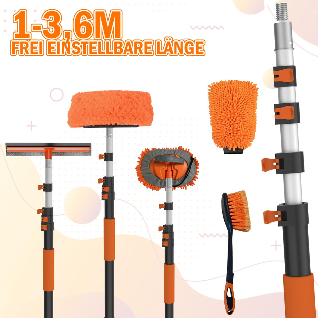 Fahrzeug-Reinigungsset Teleskopstiel 1–3,6 m Mikrofaser 5-teilig - Bild 8