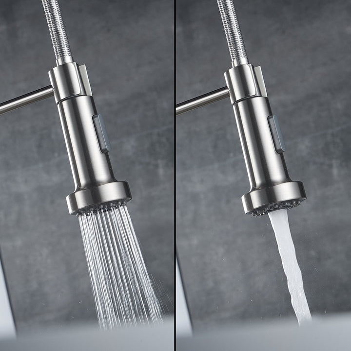 Küchenarmatur ausziehbar Messing gebürstetes Nickel Einhandmischer - Bild 5