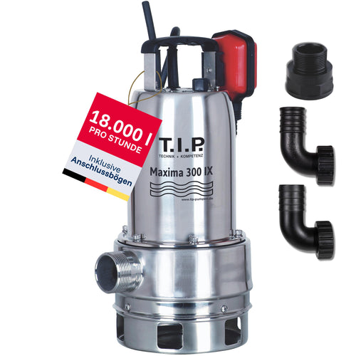 Schmutzwasser-Tauchpumpe Edelstahl 700W 18.000 l/h mit Schwimmerschalter