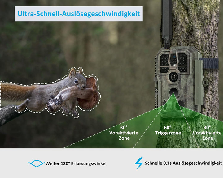 4G LTE Wildkamera 48MP 1296P No-Glow Nachtsicht mit SIM-Karte - Bild 5