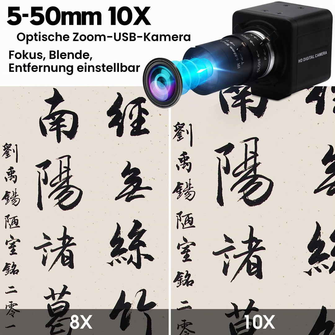 USB-Webcam 8 Megapixel mit 5-50mm Varifokus-Objektiv für PC &amp; Laptop - Bild 2