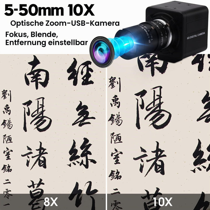 USB-Webcam 8 Megapixel mit 5-50mm Varifokus-Objektiv für PC &amp; Laptop - Bild 2