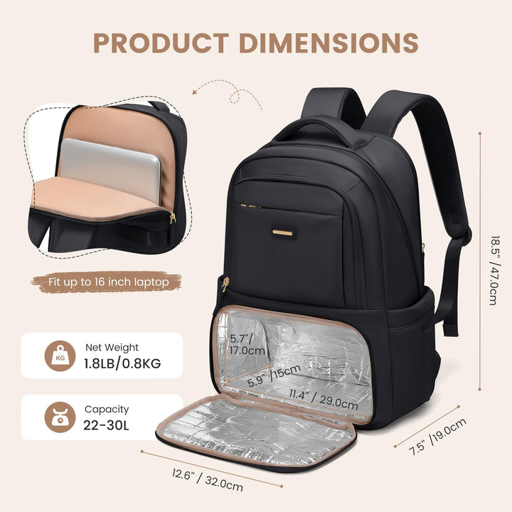 Rucksack mit Kühlfach 16 Zoll Laptop Polyester Schwarz für Arbeit Schule - Bild 5