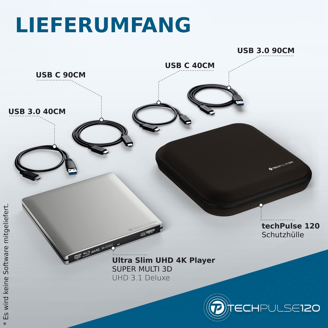 Externes Blu-ray Laufwerk USB-C 4K UHD M-DISC BDXL Aluminium - Bild 7
