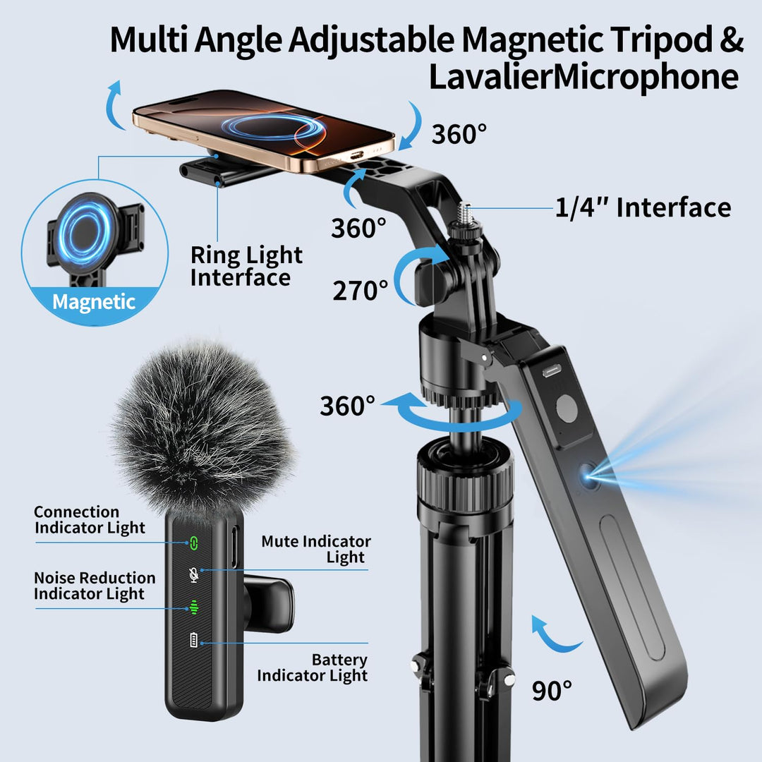 Vlogging-Kit 360° Auto Face Tracking Stativ mit Mikrofon und Licht - Bild 2