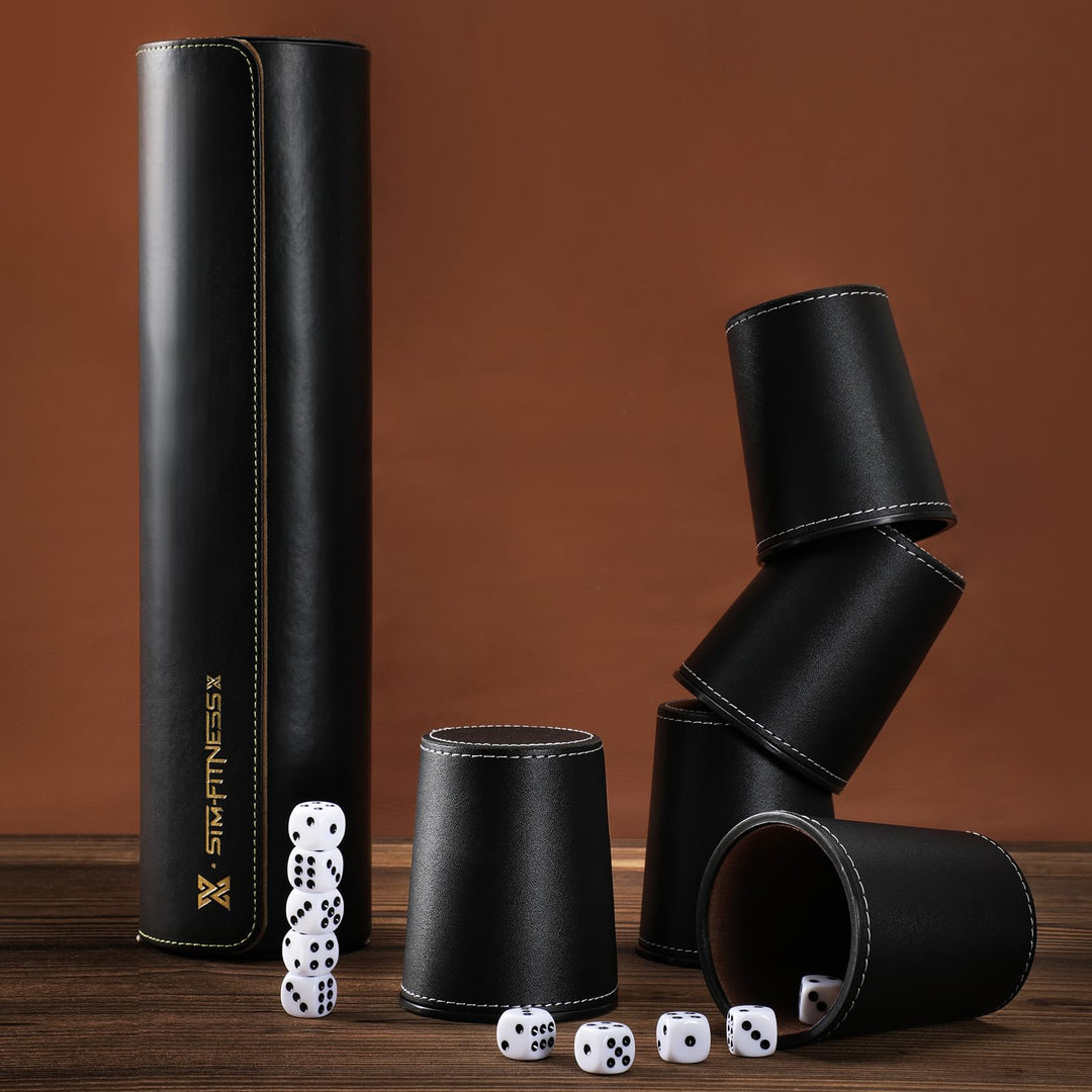 Würfelbecher Set 5er PU-Leder mit Etui für Partyspiele - Bild 5