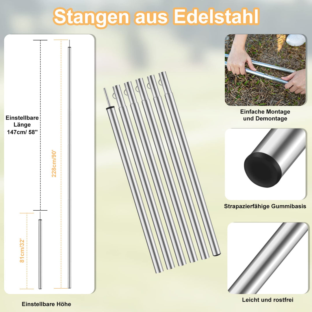 Camping Tarp 4x3m wasserdicht Ripstop Polyester mit Zubehör - Bild 7