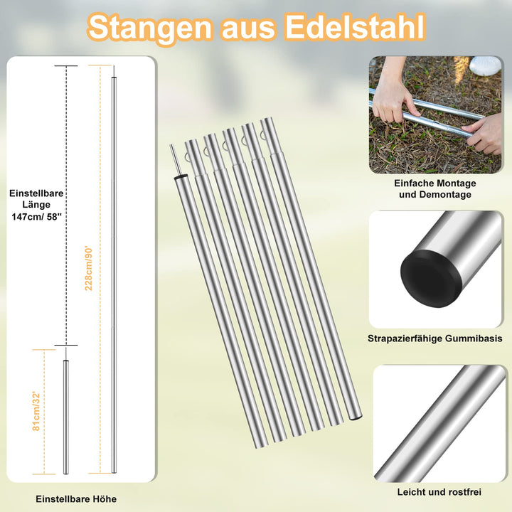 Camping Tarp 4x3m wasserdicht Ripstop Polyester mit Zubehör - Bild 7