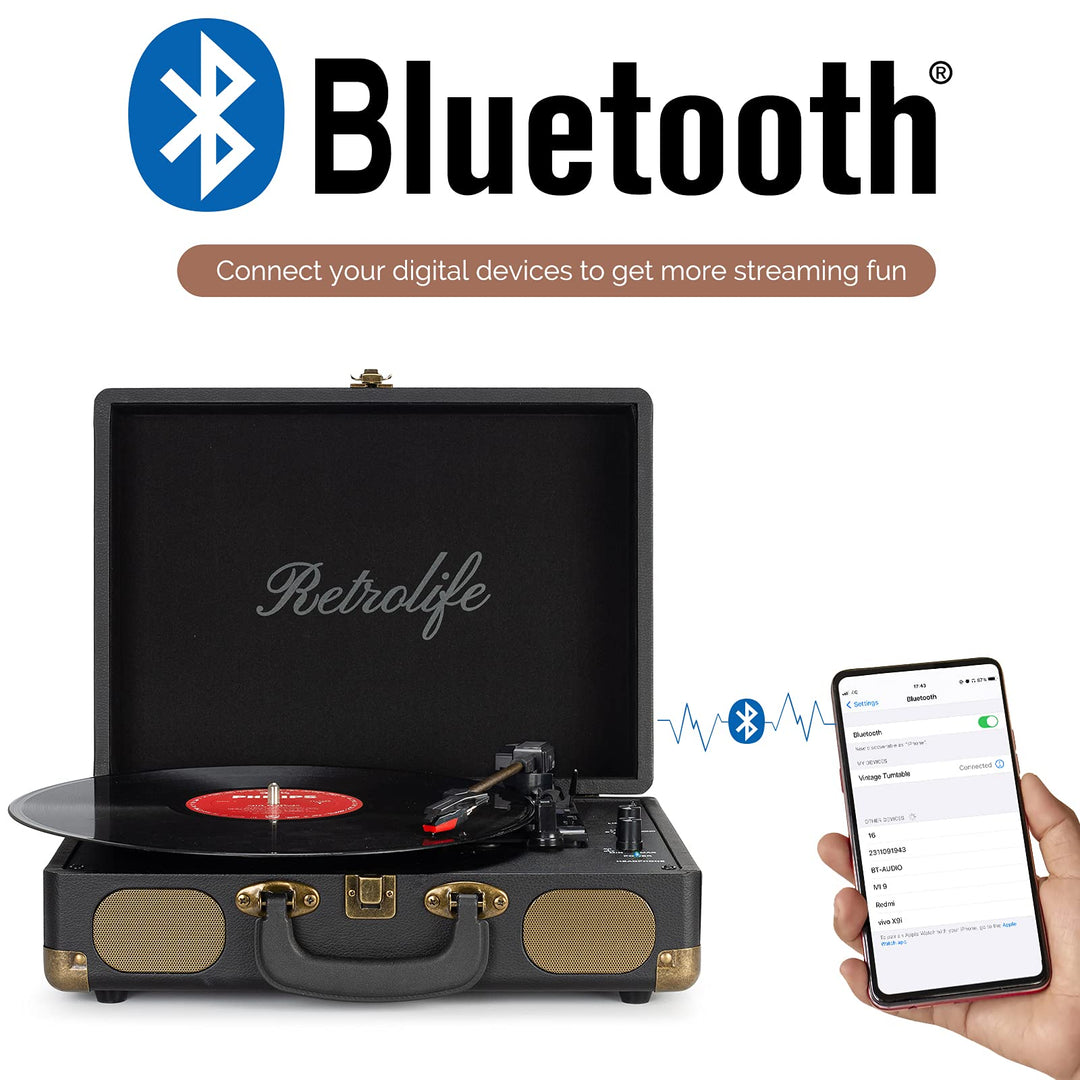 Plattenspieler Koffer 33/45/78 RPM Bluetooth mit eingebauten Lautsprechern - Bild 2