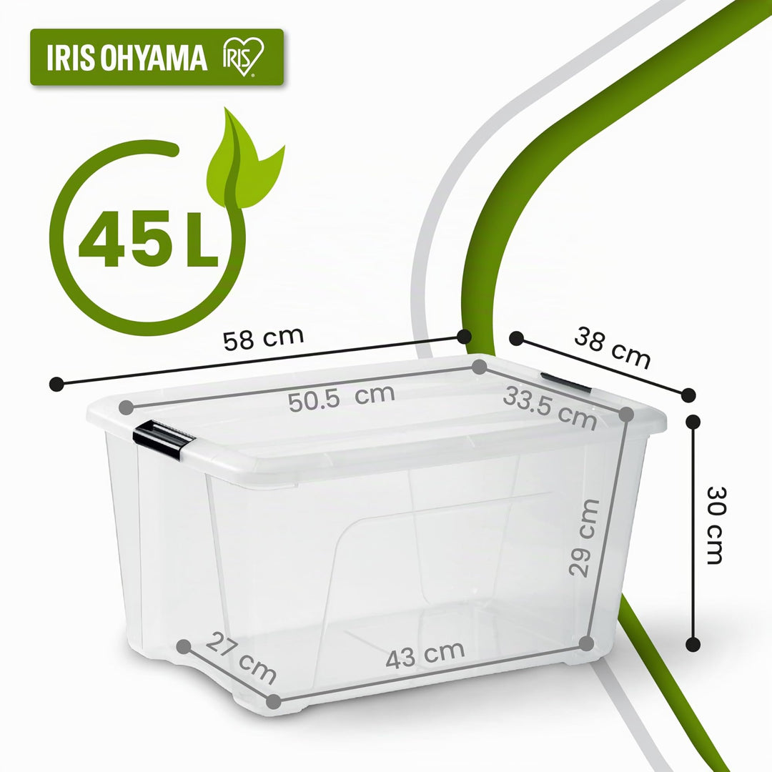 Aufbewahrungsbox mit Deckel 45L stapelbar transparent 4er-Set - Bild 2