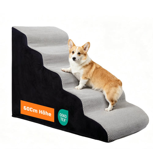 Hundetreppe 5 Stufen Schaumstoff fuer Bett und Sofa bis 35 kg