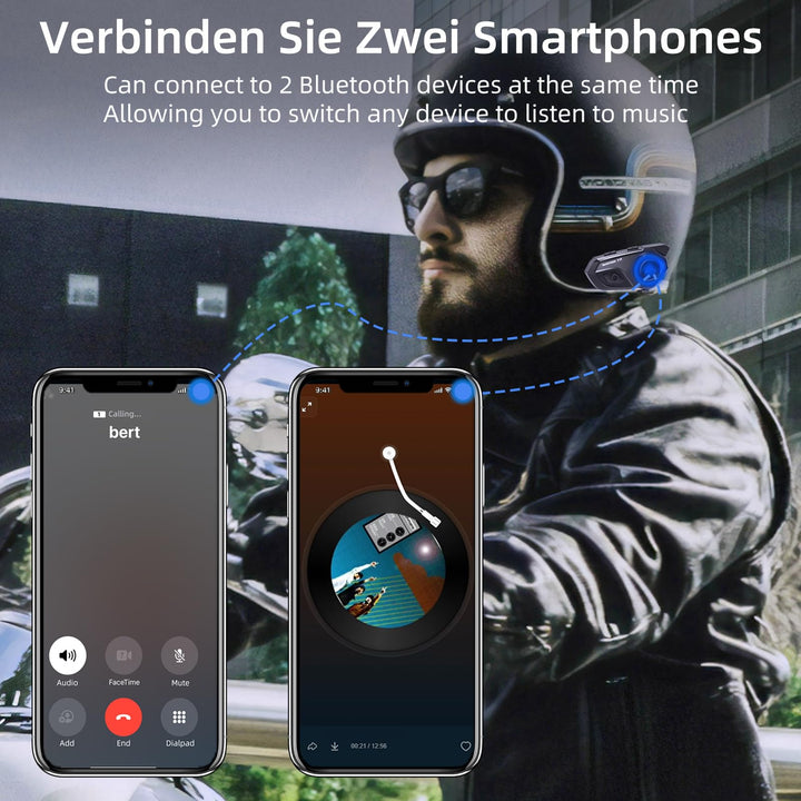 Motorrad Helm Headset Bluetooth 5.1 mit Gegensprechanlage 300m für 2 Fahrer - Bild 6