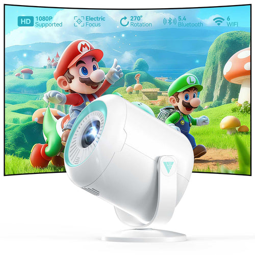 Mini Beamer 1080P WiFi 6 Bluetooth 270° drehbar bis 200 Zoll