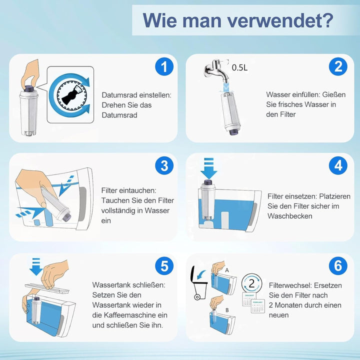 Wasserfilter für Kaffeevollautomaten 12er-Pack Aktivkohle Ersatzfilter - Bild 8